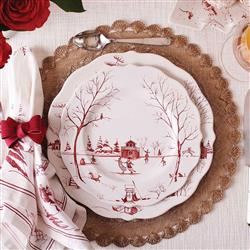 Juliska Country Estate Winter Frolic White Ceramic Dinner Plate|