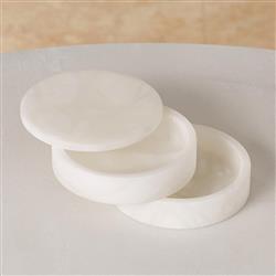 Suri Modern Natural White Alabaster Round Swivel Decorative Box|