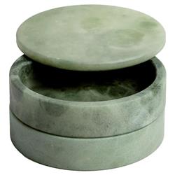 Suri Modern Green Alabaster Round Swivel Decorative Box|
