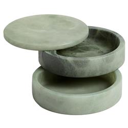 Suri Modern Green Alabaster Round Swivel Decorative Box|