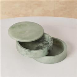 Suri Modern Green Alabaster Round Swivel Decorative Box|