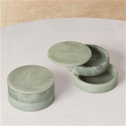 Suri Modern Green Alabaster Round Swivel Decorative Box|