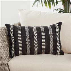Papyrus Global Black Striped Indoor Outdoor Lumbar Pillow - 13x21|