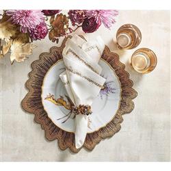 Filament Coastal Gold Embroidered Linen Napkin - Set of 4|