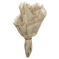 Sarah Fringe Coastal Beach Natural Linen Napkin - Set of 4|
