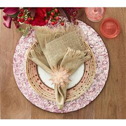 Sarah Fringe Coastal Beach Natural Linen Napkin - Set of 4|