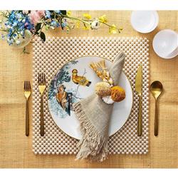 Sarah Fringe Coastal Beach Natural Linen Napkin - Set of 4|