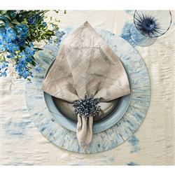 Tahiti Coastal Blue Capiz Shell Round Placemat - Set of 4|