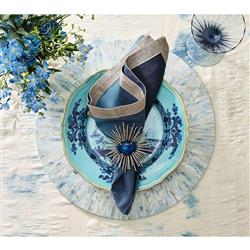 Tahiti Coastal Blue Capiz Shell Round Placemat - Set of 4|