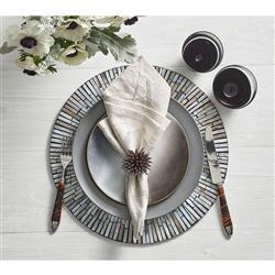 Tahiti Coastal Grey Capiz Shell Round Placemat - Set of 4|