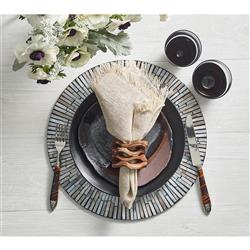 Tahiti Coastal Grey Capiz Shell Round Placemat - Set of 4|