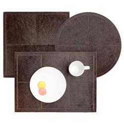 Tanner Rustic Brown Hide Round Placemat - Set of 2|