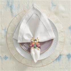 Jardin Modern White Embroidered Linen Napkin - Set of 4|