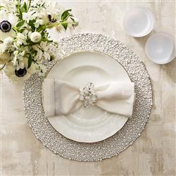 Jardin Modern White Embroidered Linen Napkin - Set of 4|