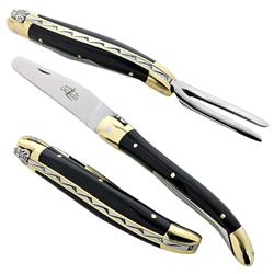 Forge de Laguiole Modern Classic Black Horn Tip Golf Divot Tool with Knife|