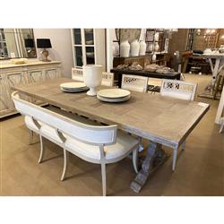 Linet French Country Grey Fiberglass Outdoor Rectangular Dining Table - 102"W|