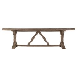 Linet French Country Grey Fiberglass Outdoor Rectangular Dining Table - 102"W|