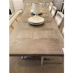 Linet French Country Grey Fiberglass Outdoor Rectangular Dining Table - 102"W|