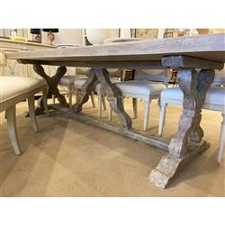 Linet French Country Grey Fiberglass Outdoor Rectangular Dining Table - 102"W|