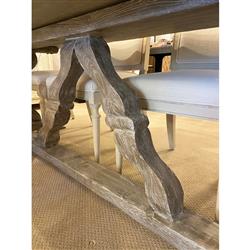 Linet French Country Grey Fiberglass Outdoor Rectangular Dining Table - 102"W|