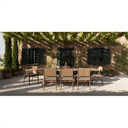 Linet French Country Grey Fiberglass Outdoor Rectangular Dining Table - 102"W|
