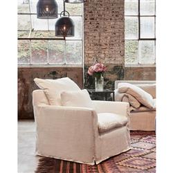 Cisco Home Donato Modern Classic Beige Linen Slipcovered Arm Chair|