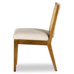 Annette Modern Classic Brown Cane Wood Frame White Performance Dining Side Chair|