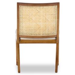 Annette Modern Classic Brown Cane Wood Frame White Performance Dining Side Chair|