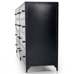 Stancil Industrial Loft Black Iron 8 Drawer Double Dresser|