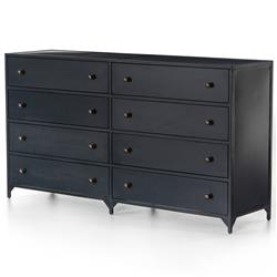 Stancil Industrial Loft Black Iron 8 Drawer Double Dresser|