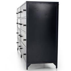 Stancil Industrial Loft Black Iron 8 Drawer Double Dresser|