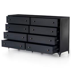 Stancil Industrial Loft Black Iron 8 Drawer Double Dresser|