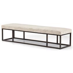Zarro Modern Classic Beige Cushion Gunmetal Iron Frame Bench|