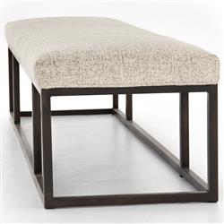 Zarro Modern Classic Beige Cushion Gunmetal Iron Frame Bench|