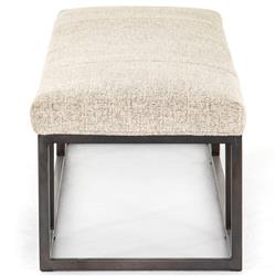 Zarro Modern Classic Beige Cushion Gunmetal Iron Frame Bench|