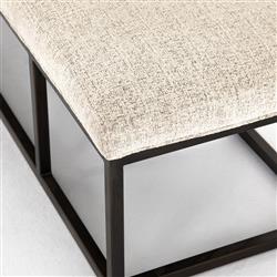 Zarro Modern Classic Beige Cushion Gunmetal Iron Frame Bench|