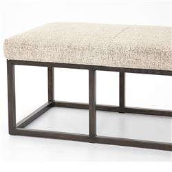 Zarro Modern Classic Beige Cushion Gunmetal Iron Frame Bench|