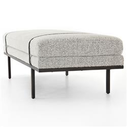 Ronan Modern Classic Grey Performance Upholstered Seat Black Iron Frame Bench|