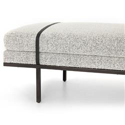 Ronan Modern Classic Grey Performance Upholstered Seat Black Iron Frame Bench|