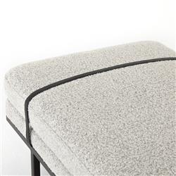 Ronan Modern Classic Grey Performance Upholstered Seat Black Iron Frame Bench|