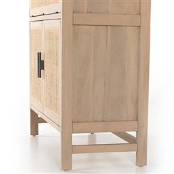 Corazon Global Bazaar Natural Woven Cane Brown Mango Wood Bar Cabinet|