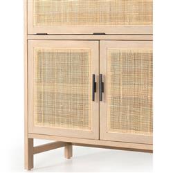 Corazon Global Bazaar Natural Woven Cane Brown Mango Wood Bar Cabinet|