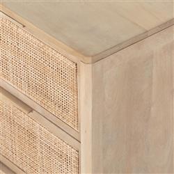 Rhian Coastal Beach Natural Mango Wood Woven Cane 6 Drawer Double Dresser|