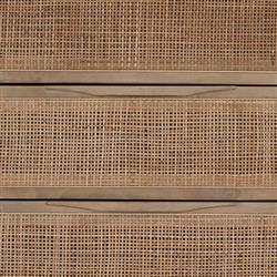 Rhian Coastal Beach Black Mango Wood Frame Natural Woven Cane 6 Drawer Double Dresser|