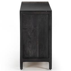 Rhian Coastal Beach Black Mango Wood Frame Natural Woven Cane 6 Drawer Double Dresser|