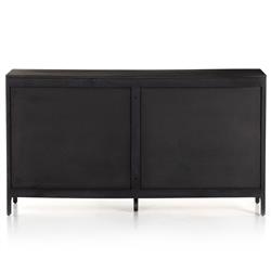 Rhian Coastal Beach Black Mango Wood Frame Natural Woven Cane 6 Drawer Double Dresser|