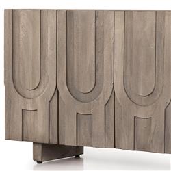 Celia Modern Classic Aged Grey Carved Wood Media Console|