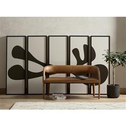 Alexander Mid Century Brown Upholstered Leather Dining Bench|