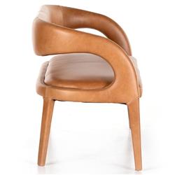 Alexander Mid Century Brown Upholstered Leather Dining Bench|