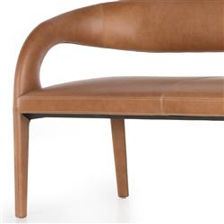 Alexander Mid Century Brown Upholstered Leather Dining Bench|